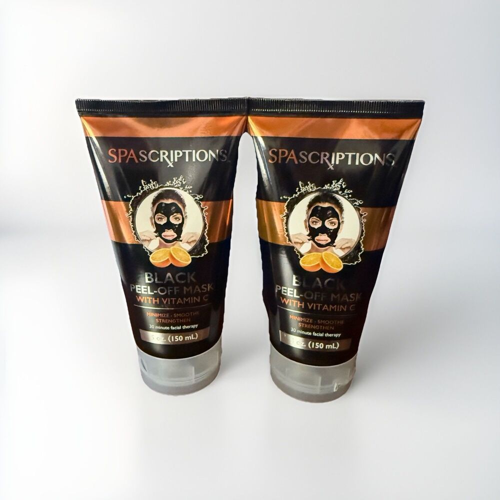 Spascriptions Black Peel-Off Mask with Vitamin C Sealed 5 oz (150 ml) 2 pack New